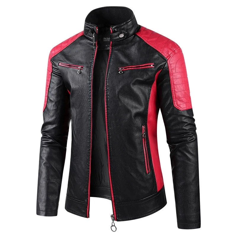 Spring Autumn Jacket Men Thickened Warm Zipper Jacket High Quality Male Jacket Multi Pocket Casual Motorcycle PU Leather Jacket