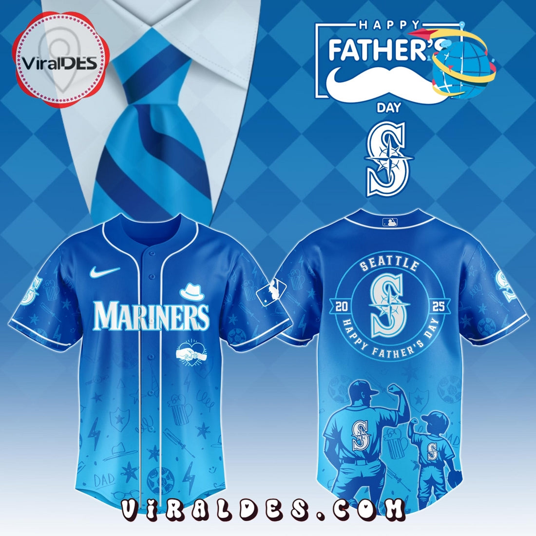 Seattle Mariners Father's Day Baseball Jersey